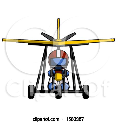 Blue Football Player Man in Ultralight Aircraft Front View by Leo Blanchette
