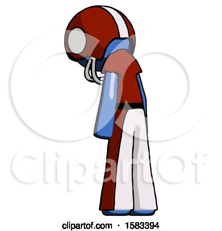 Blue Football Player Man Depressed with Head Down, Back to Viewer, Left by Leo Blanchette