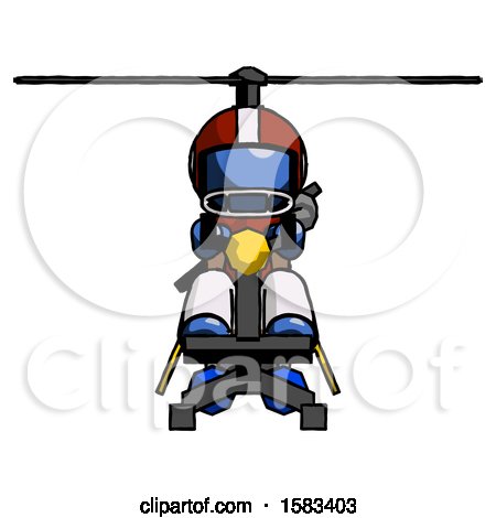 Blue Football Player Man Flying in Gyrocopter Front View by Leo Blanchette