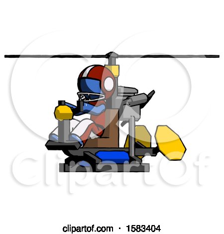 Blue Football Player Man Flying in Gyrocopter Front Side Angle View by Leo Blanchette