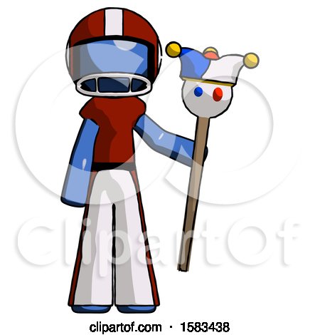 Blue Football Player Man Holding Jester Staff by Leo Blanchette