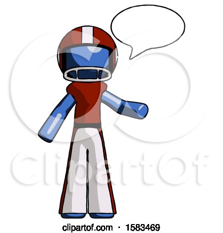 Blue Football Player Man with Word Bubble Talking Chat Icon by Leo Blanchette