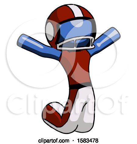 Blue Football Player Man Jumping or Kneeling with Gladness by Leo Blanchette