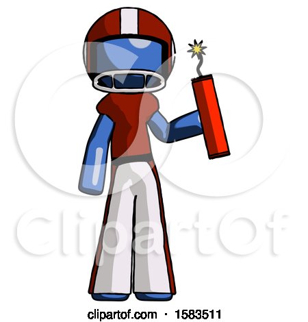 Blue Football Player Man Holding Dynamite with Fuse Lit by Leo Blanchette