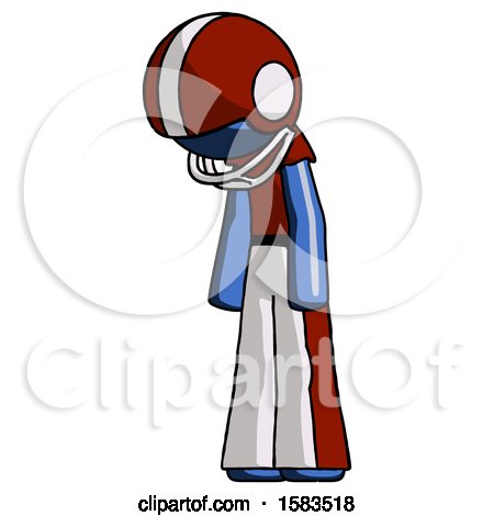 Blue Football Player Man Depressed with Head down Turned Left by Leo Blanchette