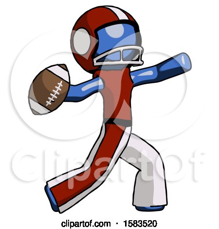 Blue Football Player Man Throwing Football by Leo Blanchette