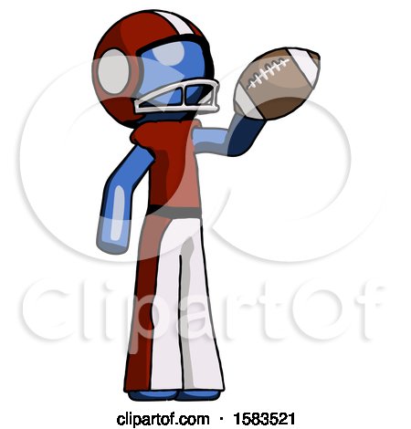 Blue Football Player Man Holding Football up by Leo Blanchette