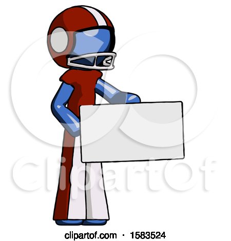 Blue Football Player Man Presenting Large Envelope by Leo Blanchette