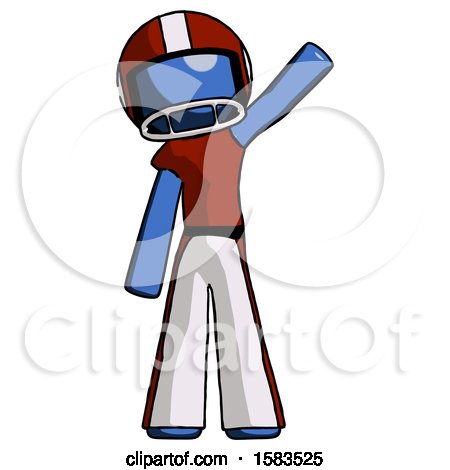 Blue Football Player Man Waving Emphatically with Left Arm by Leo Blanchette