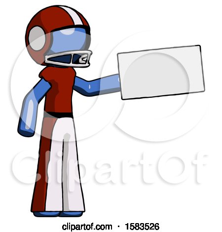 Blue Football Player Man Holding Large Envelope by Leo Blanchette