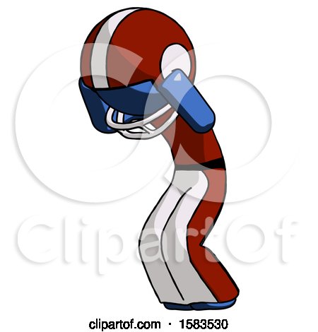 Blue Football Player Man with Headache or Covering Ears Turned to His Left by Leo Blanchette