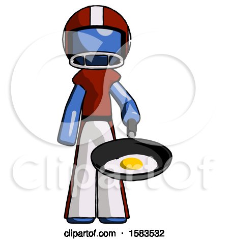 Blue Football Player Man Frying Egg in Pan or Wok by Leo Blanchette