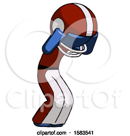 Blue Football Player Man with Headache or Covering Ears Turned to His Right by Leo Blanchette