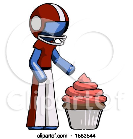 Blue Football Player Man with Giant Cupcake Dessert by Leo Blanchette