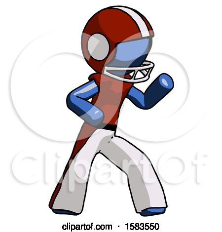 Blue Football Player Man Martial Arts Defense Pose Right by Leo Blanchette