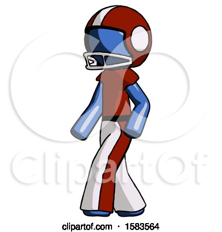 Blue Football Player Man Man Walking Turned Left Front View by Leo Blanchette