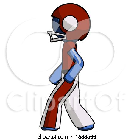 Blue Football Player Man Walking Left Side View by Leo Blanchette