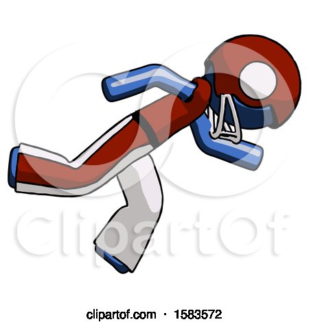 Blue Football Player Man Running While Falling down by Leo Blanchette