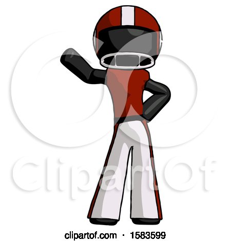 Black Football Player Man Waving Right Arm with Hand on Hip by Leo Blanchette