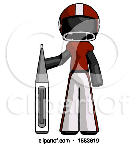 Black Football Player Man Standing with Large Thermometer by Leo Blanchette