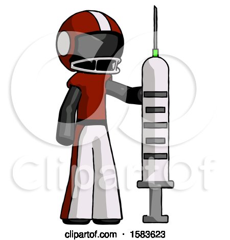 Black Football Player Man Holding Large Syringe by Leo Blanchette