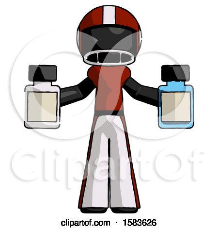 Black Football Player Man Holding Two Medicine Bottles by Leo Blanchette