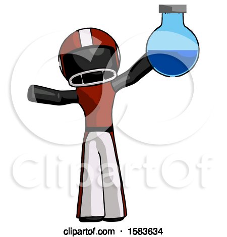 Black Football Player Man Holding Large Round Flask or Beaker by Leo Blanchette