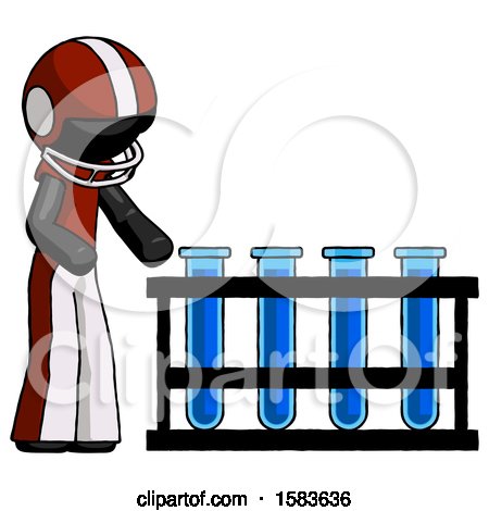 Black Football Player Man Using Test Tubes or Vials on Rack by Leo Blanchette