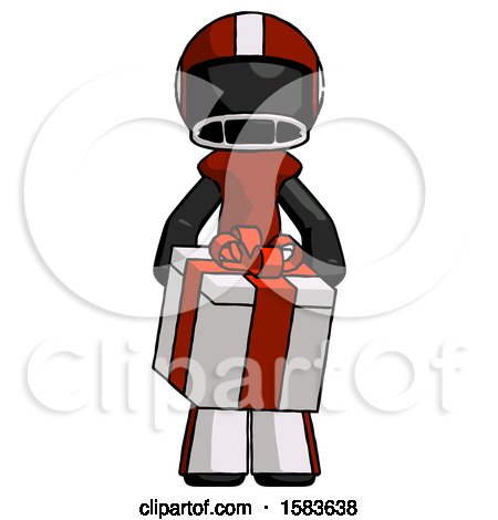 Black Football Player Man Gifting Present with Large Bow Front View by Leo Blanchette