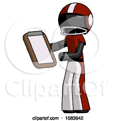 Black Football Player Man Reviewing Stuff on Clipboard by Leo Blanchette