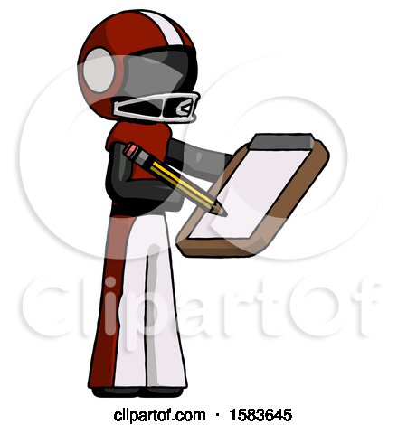 Black Football Player Man Using Clipboard and Pencil by Leo Blanchette