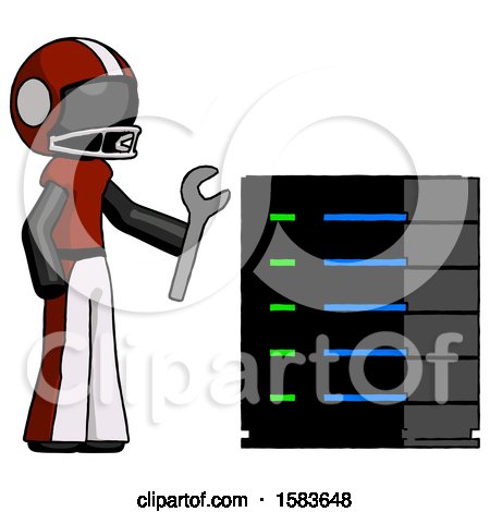 Black Football Player Man Server Administrator Doing Repairs by Leo Blanchette