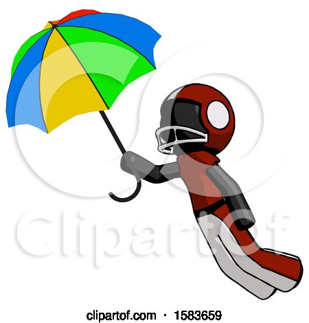 Black Football Player Man Flying with Rainbow Colored Umbrella by Leo Blanchette