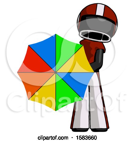 Black Football Player Man Holding Rainbow Umbrella out to Viewer by Leo Blanchette
