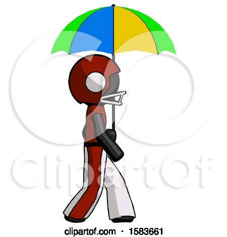 Black Football Player Man Walking with Colored Umbrella by Leo Blanchette