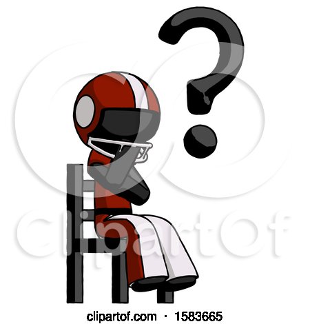 Black Football Player Man Question Mark Concept, Sitting on Chair Thinking by Leo Blanchette