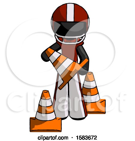 Black Football Player Man Holding a Traffic Cone by Leo Blanchette