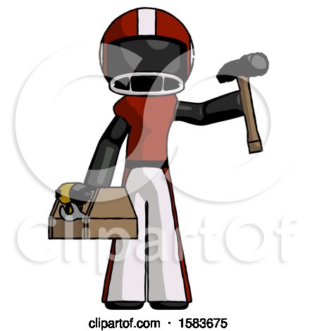 Black Football Player Man Holding Tools and Toolchest Ready to Work by Leo Blanchette