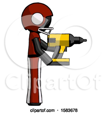 Black Football Player Man Using Drill Drilling Something on Right Side by Leo Blanchette