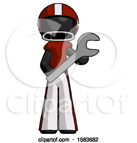 Black Football Player Man Holding Large Wrench with Both Hands by Leo Blanchette