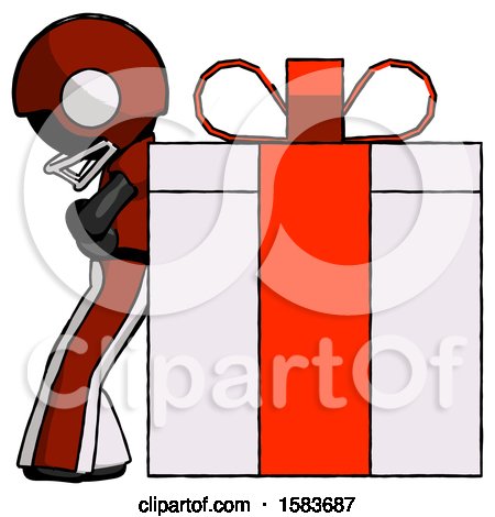 Black Football Player Man Gift Concept - Leaning Against Large Present by Leo Blanchette