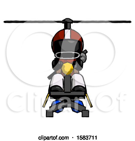 Black Football Player Man Flying in Gyrocopter Front View by Leo Blanchette