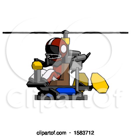 Black Football Player Man Flying in Gyrocopter Front Side Angle View by Leo Blanchette