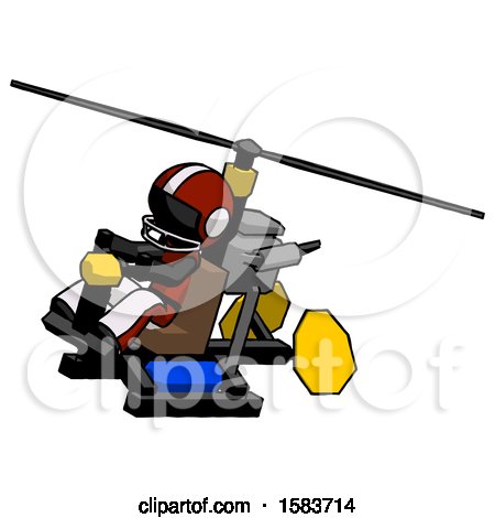 Black Football Player Man Flying in Gyrocopter Front Side Angle Top View by Leo Blanchette