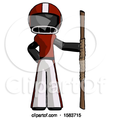 Black Football Player Man Holding Staff or Bo Staff by Leo Blanchette
