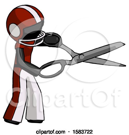 Black Football Player Man Holding Giant Scissors Cutting out Something by Leo Blanchette