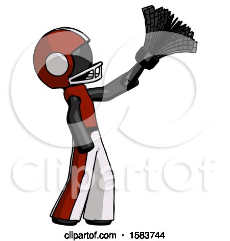 Black Football Player Man Dusting with Feather Duster Upwards by Leo Blanchette