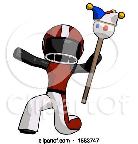 Black Football Player Man Holding Jester Staff Posing Charismatically by Leo Blanchette