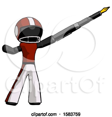 Black Football Player Man Pen Is Mightier Than the Sword Calligraphy Pose by Leo Blanchette