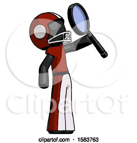 Black Football Player Man Inspecting with Large Magnifying Glass Facing up by Leo Blanchette